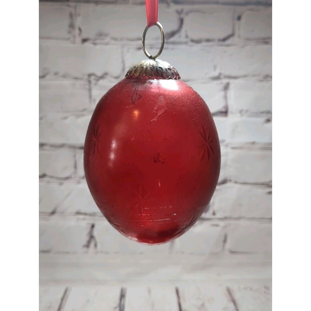 Vtg Kugel Style Lot of 3 Thick Glass Christmas Tree Ornaments Made in India